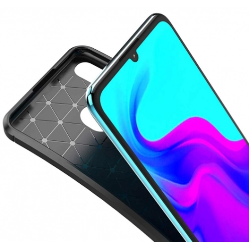 Huawei P30 Lite Kılıf Silikon Parmak İzi Bırakmayan Karbon Soft Negro Kapak - Siyah