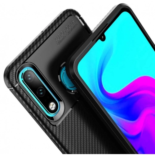 Huawei P30 Lite Kılıf Silikon Parmak İzi Bırakmayan Karbon Soft Negro Kapak - Lacivert