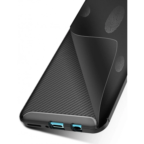 Huawei P30 Lite Kılıf Silikon Parmak İzi Bırakmayan Karbon Soft Negro Kapak - Lacivert