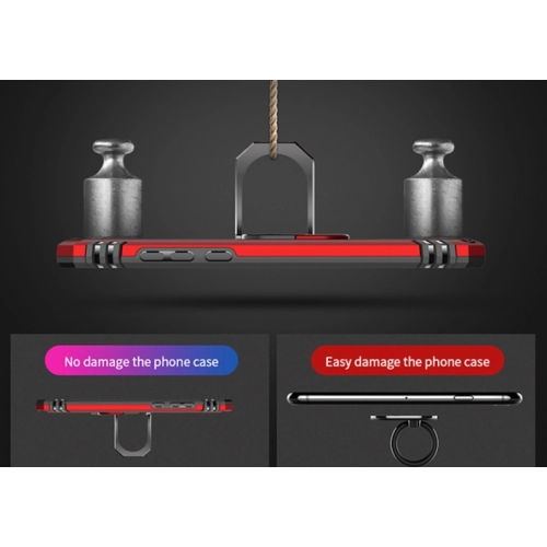 Huawei P30 Lite Kılıf Silikon Zırhlı Standlı Yüzüklü Mıknatıslı Tank Kapak - Siyah