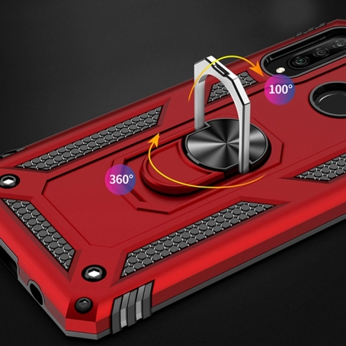 Huawei P30 Lite Kılıf Silikon Zırhlı Standlı Yüzüklü Mıknatıslı Tank Kapak - Lacivert