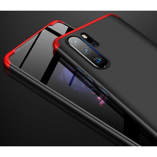 Huawei P30 Pro Kılıf 3 Parçalı 360 Tam Korumalı Rubber AYS Kapak - Kırmızı - Siyah