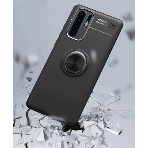 Huawei P30 Pro Kılıf Renkli Silikon Yüzüklü Standlı Auto Focus Ravel Kapak - Kırmızı - Siyah