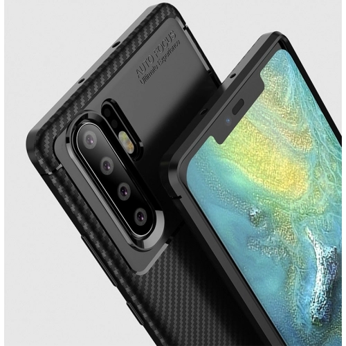 Huawei P30 Pro Kılıf Silikon Parmak İzi Bırakmayan Karbon Soft Negro Kapak - Siyah