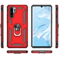 Huawei P30 Pro Kılıf Silikon Zırhlı Standlı Yüzüklü Mıknatıslı Tank Kapak - Gri