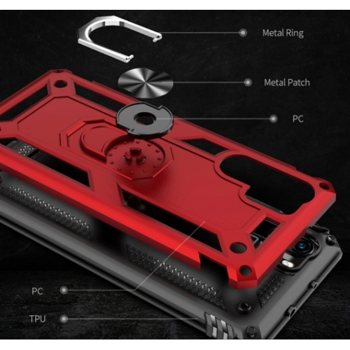 Huawei P30 Pro Kılıf Silikon Zırhlı Standlı Yüzüklü Mıknatıslı Tank Kapak - Siyah