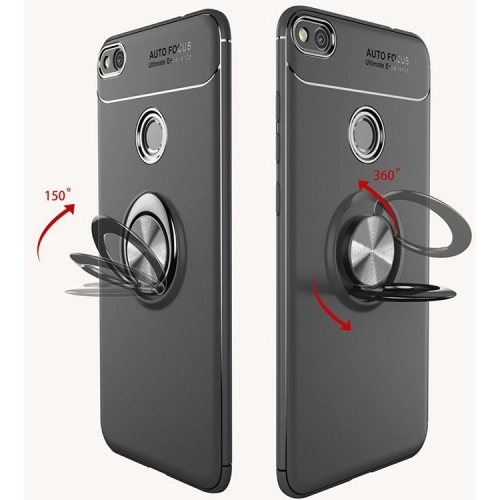 Huawei P9 Lite (2017) Kılıf Renkli Silikon Yüzüklü Standlı Auto Focus Ravel Kapak - Mavi