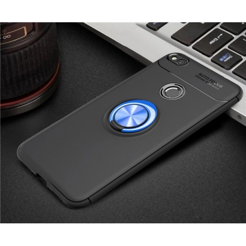 Huawei P9 Lite (2017) Kılıf Renkli Silikon Yüzüklü Standlı Auto Focus Ravel Kapak - Kırmızı - Siyah