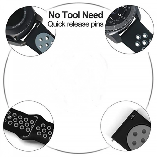 Huawei Watch GT 3 46mm Kordon Spor Silikon Delikli KRD-02 - Pride Siyah