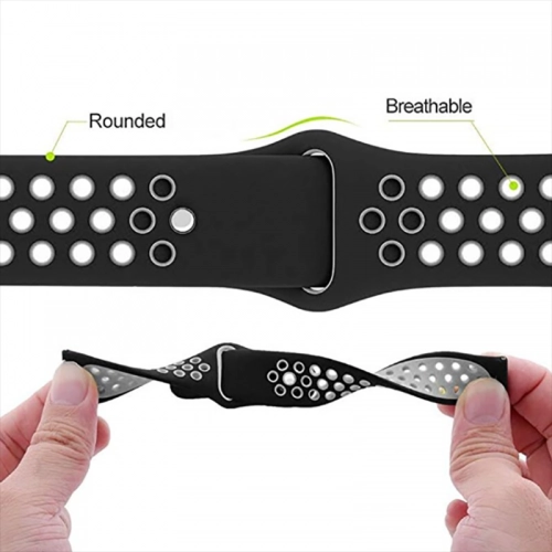 Huawei Watch GT 3 46mm Kordon Spor Silikon Delikli KRD-02 - Pride Siyah