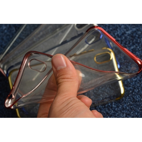 Huawei Y5 2019 Kılıf Renkli Köşeli Lazer Şeffaf Esnek Silikon - Rose Gold