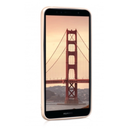 Huawei Y6 2018 Kılıf İnce Soft Mat Renkli Esnek Silikon Kapak - Gold