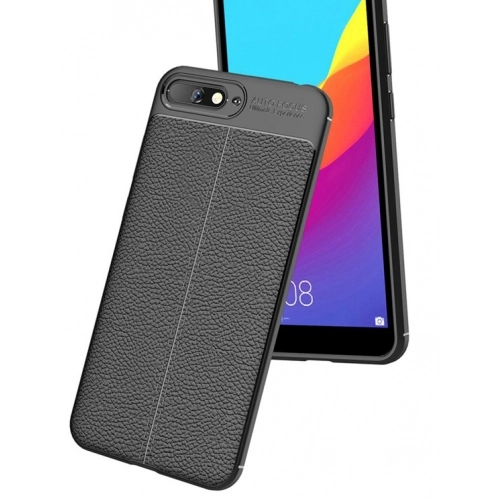 Huawei Y6 2019 Kılıf Deri Görünümlü Lüks Parmak İzi Bırakmaz Niss Silikon Kapak - Lacivert