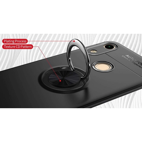 Huawei Y6s Kılıf Renkli Silikon Yüzüklü Standlı Auto Focus Ravel Kapak - Mavi - Siyah