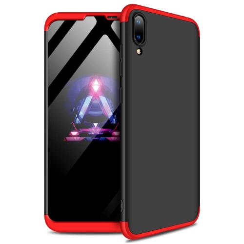 Huawei Y7 2019 Kılıf 3 Parçalı 360 Tam Korumalı Rubber AYS Kapak - Kırmızı - Siyah