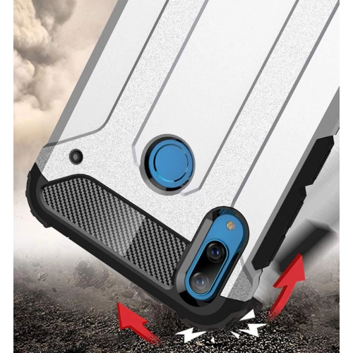 Huawei Y7 2019 Kılıf Zırhlı Tank Crash Silikon Kapak - Mavi