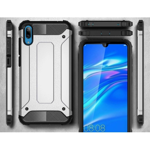 Huawei Y7 2019 Kılıf Zırhlı Tank Crash Silikon Kapak - Mavi