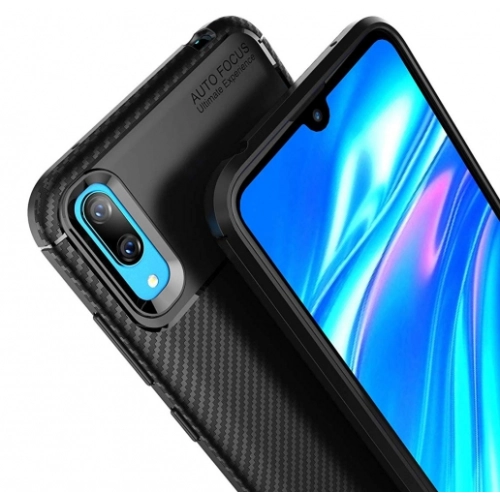 Huawei Y7 2019 Kılıf Silikon Parmak İzi Bırakmayan Karbon Soft Negro Kapak - Siyah