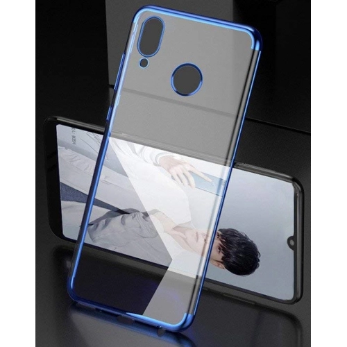 Huawei Y7 2019 Kılıf Renkli Köşeli Lazer Şeffaf Esnek Silikon - Mavi