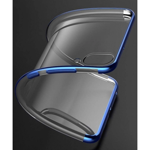 Huawei Y7 2019 Kılıf Renkli Köşeli Lazer Şeffaf Esnek Silikon - Mavi