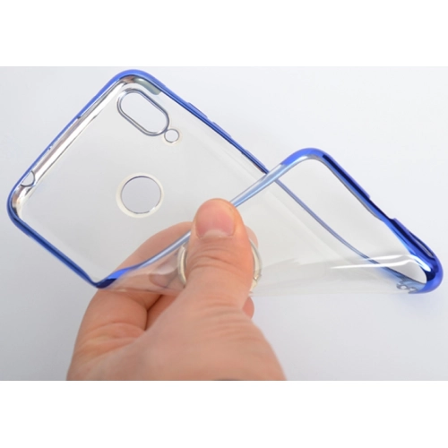 Huawei Y7 2019 Kılıf Renkli Köşeli Yüzüklü Standlı Lazer Şeffaf Esnek Silikon - Gold