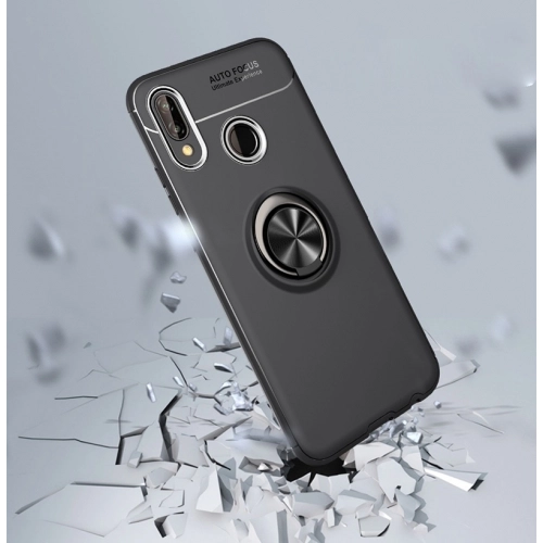 Huawei Y9 2019 Kılıf Renkli Silikon Yüzüklü Standlı Auto Focus Ravel Kapak - Kırmızı - Siyah