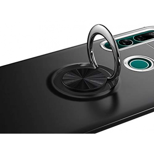Huawei Y9 Prime 2019 Kılıf Renkli Silikon Yüzüklü Standlı Auto Focus Ravel Kapak - Kırmızı - Siyah