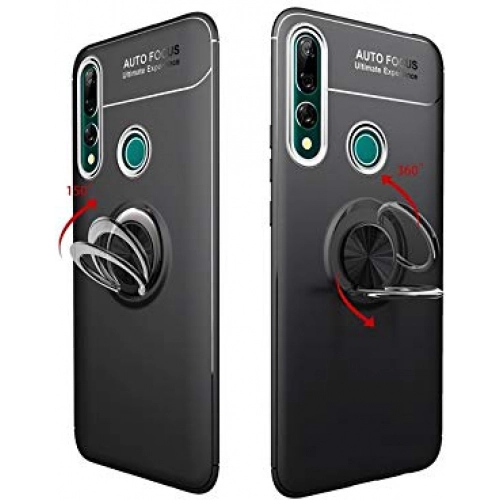 Huawei Y9 Prime 2019 Kılıf Renkli Silikon Yüzüklü Standlı Auto Focus Ravel Kapak - Mavi