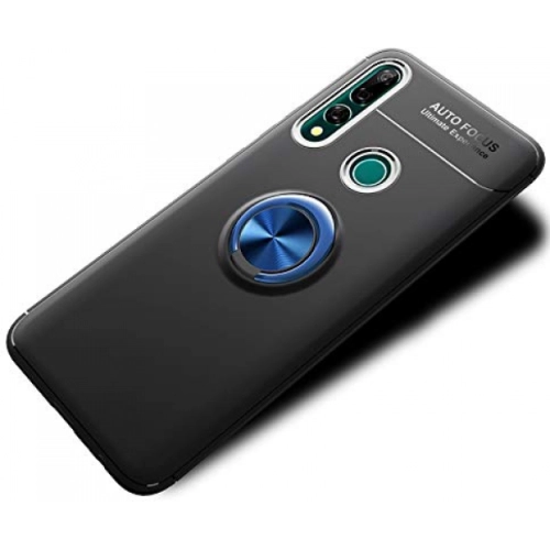Huawei Y9 Prime 2019 Kılıf Renkli Silikon Yüzüklü Standlı Auto Focus Ravel Kapak - Siyah