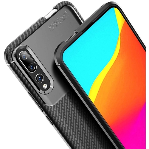 Huawei Y9 Prime 2019 Kılıf Silikon Parmak İzi Bırakmayan Karbon Soft Negro Kapak - Lacivert