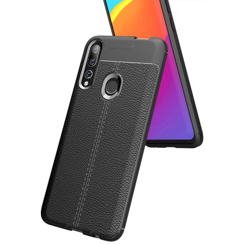 Huawei Y9 Prime 2019 Kılıf Deri Görünümlü Lüks Parmak İzi Bırakmaz Niss Silikon Kapak - Lacivert