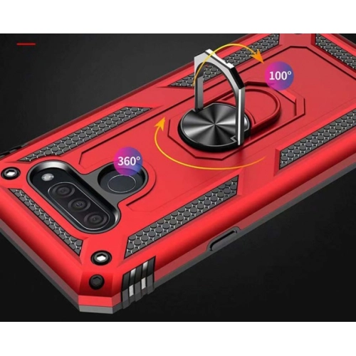 LG Q60 Kılıf Silikon Zırhlı Standlı Yüzüklü Mıknatıslı Tank Kapak - Gri