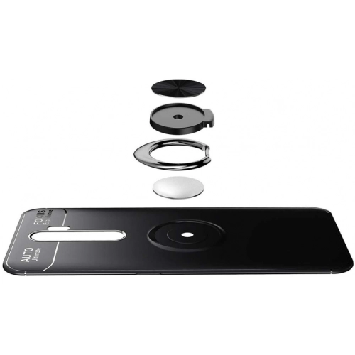 Oppo A5 2020 Kılıf Renkli Silikon Yüzüklü Standlı Auto Focus Ravel Kapak - Kırmızı