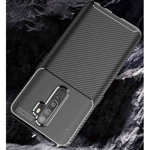 Oppo A5 2020 Kılıf Silikon Parmak İzi Bırakmayan Karbon Soft Negro Kapak - Siyah