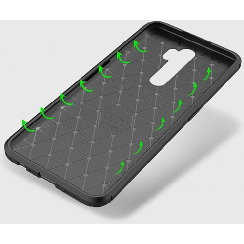 Oppo A5 2020 Kılıf Silikon Parmak İzi Bırakmayan Karbon Soft Negro Kapak - Lacivert