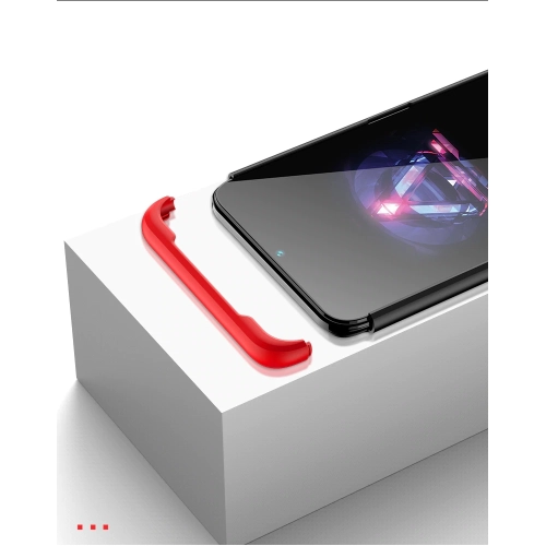 Oppo A9 2020 Kılıf 3 Parçalı 360 Tam Korumalı Rubber AYS Kapak - Kırmızı - Siyah