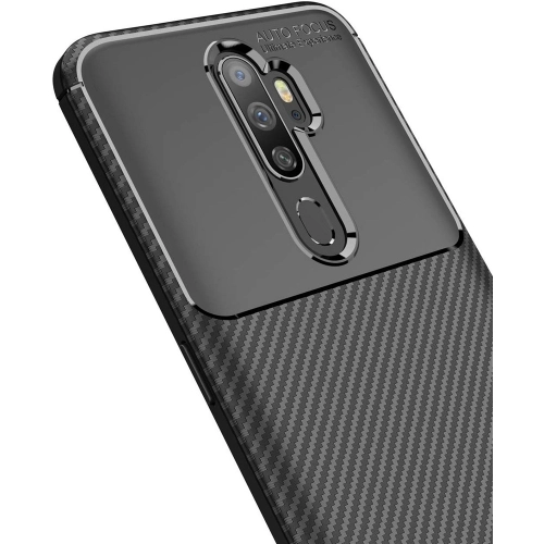 Oppo A9 2020 Kılıf Silikon Parmak İzi Bırakmayan Karbon Soft Negro Kapak - Siyah
