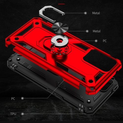 Oppo A96 4G Kılıf Silikon Zırhlı Standlı Yüzüklü Mıknatıslı Tank Kapak - Lacivert