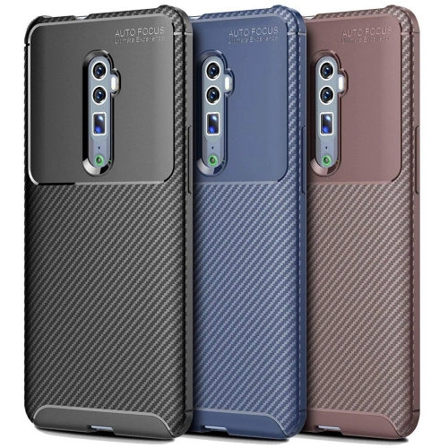 Oppo Reno 10x Zoom Kılıf Silikon Parmak İzi Bırakmayan Karbon Soft Negro Kapak - Lacivert