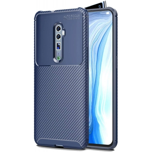 Oppo Reno 10x Zoom Kılıf Silikon Parmak İzi Bırakmayan Karbon Soft Negro Kapak - Lacivert
