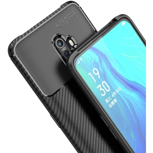 Oppo Reno 2 Kılıf Silikon Parmak İzi Bırakmayan Karbon Soft Negro Kapak - Lacivert
