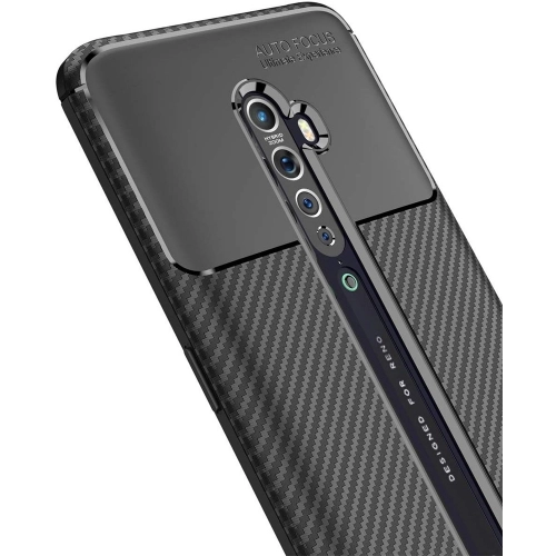 Oppo Reno 2 Kılıf Silikon Parmak İzi Bırakmayan Karbon Soft Negro Kapak - Lacivert