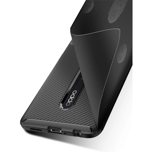 Oppo Reno 2 Kılıf Silikon Parmak İzi Bırakmayan Karbon Soft Negro Kapak - Lacivert