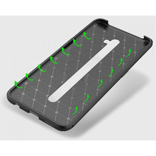 Oppo Reno 2 Kılıf Silikon Parmak İzi Bırakmayan Karbon Soft Negro Kapak - Lacivert