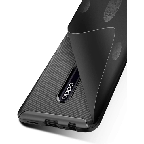 Oppo Reno 2z Kılıf Silikon Parmak İzi Bırakmayan Karbon Soft Negro Kapak - Siyah