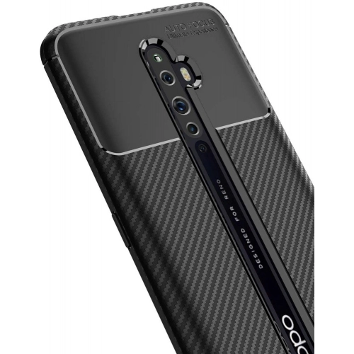 Oppo Reno 2z Kılıf Silikon Parmak İzi Bırakmayan Karbon Soft Negro Kapak - Siyah