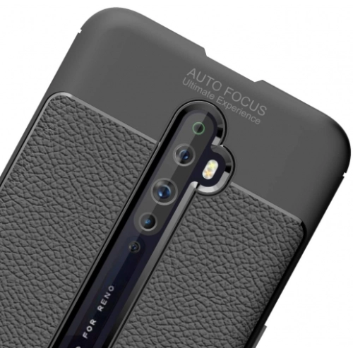 Oppo Reno 2z Kılıf Deri Görünümlü Lüks Parmak İzi Bırakmaz Niss Silikon Kapak - Lacivert