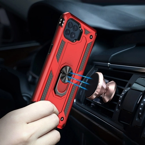 Oppo Reno 4 Lite Kılıf Silikon Zırhlı Standlı Yüzüklü Mıknatıslı Tank Kapak - Rose Gold