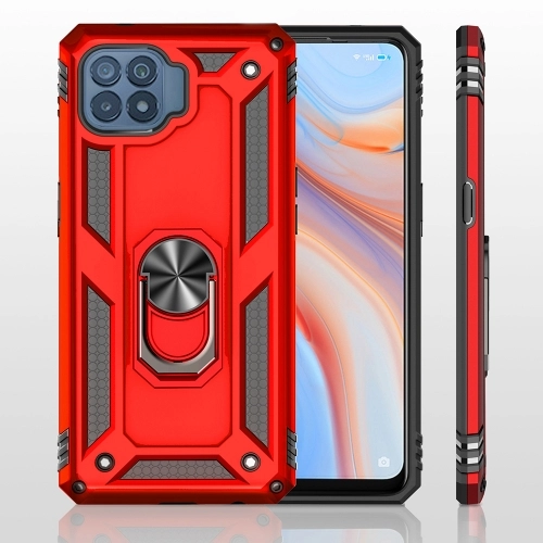 Oppo Reno 4 Lite Kılıf Silikon Zırhlı Standlı Yüzüklü Mıknatıslı Tank Kapak - Rose Gold