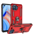 Oppo Reno 4 Lite Kılıf Silikon Zırhlı Standlı Yüzüklü Mıknatıslı Tank Kapak - Kırmızı